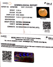 12.93/CT Natural Ceylonese Pukhraj with Govt Lab Certificate (6771)